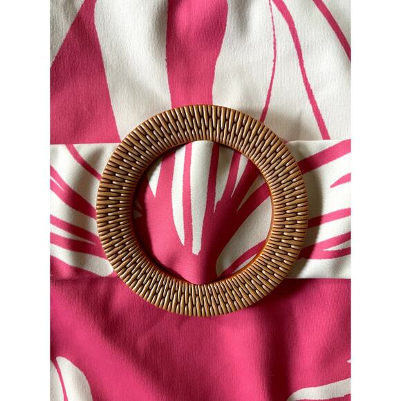 Hutch One-Shoulder Pink & White Tropical Leaf Swimsuit Size L - Picture 6 of 9